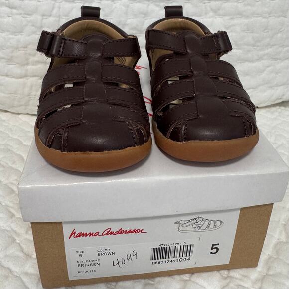 Hanna Andersson Eriksen Toddler Fisherman Sandal, Brown, 5 M US Infant Toddler - Picture 1 of 6